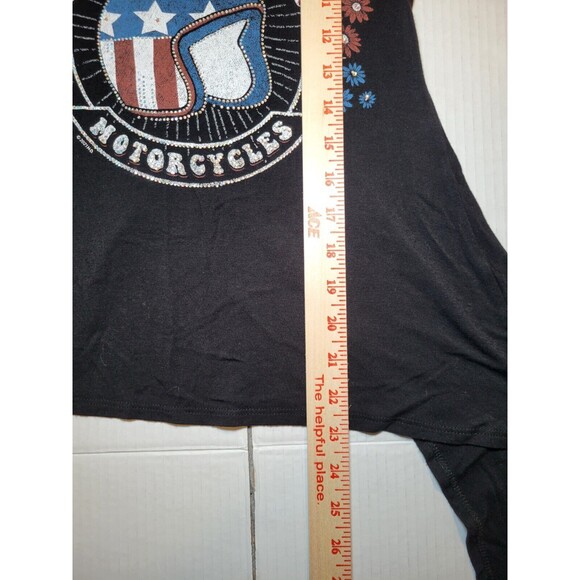 Harley Davidson Freedom Flower Open Back Rhinestone Evil Kneivil Helmet‎ Top XS - Picture 6 of 6